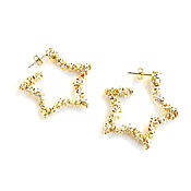 Украшения handmade. Livemaster - original item Holiday star earrings, gold star earrings, earrings without stones. Handmade.