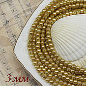 Материалы для творчества handmade. Livemaster - original item Beads: Glass pearls 3 mm gold premium. Handmade.