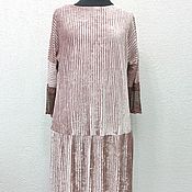 Одежда handmade. Livemaster - original item Evening dress elegant velvet pink a line with lace. Handmade.