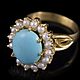 Ring in sterling silver with turquoise and pearls, Rings, Moscow,  Фото №1