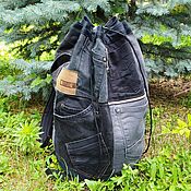 Сумки и аксессуары handmade. Livemaster - original item Denim Black Jack Backpack. Handmade.
