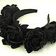 Order Leather flowers. Decoration in her hair a headband .BLACK ROSES. Irina Vladi. Livemaster. . Headband Фото №3