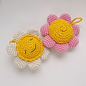 Работы для детей, handmade. Livemaster - original item A set of Flower rattles. Color: Milky, Pink, Yellow. Handmade.