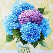 Картины и панно handmade. Livemaster - original item a bouquet of hydrangeas. Oil painting. Handmade.