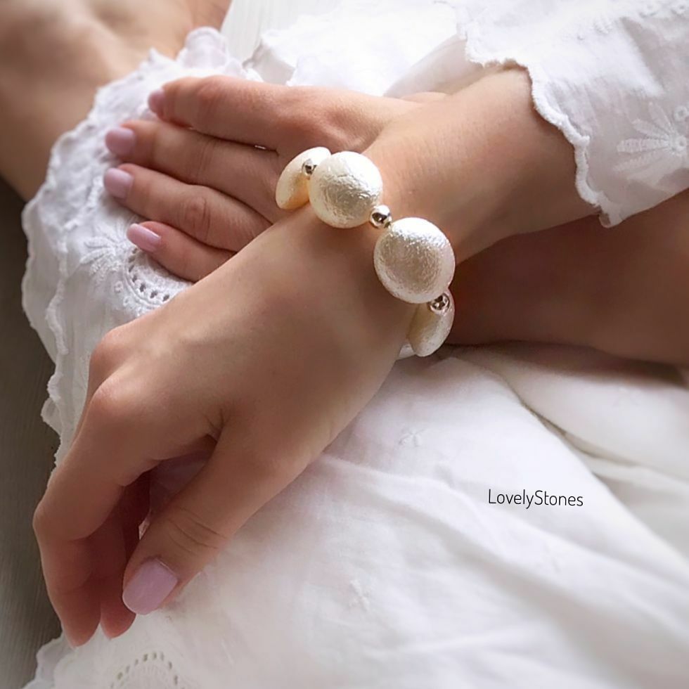 Ivory bracelet delicate summer feminine milky shade, Bead bracelet, Yaroslavl,  Фото №1