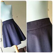 Тёплая ассиметричная юбка мини, шерсть, дизайнерский декор