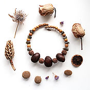 Работы для детей, handmade. Livemaster - original item Beads with crushed Labrador, nuts, Rudraksha, pine, Apple, elm. Handmade.