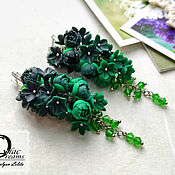 Украшения handmade. Livemaster - original item Flower Clusters Earrings (in green). Handmade.