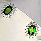 Stud earrings with chrome diopside and crystals. Stud earrings. Creative jewelry. My Livemaster. Фото №4