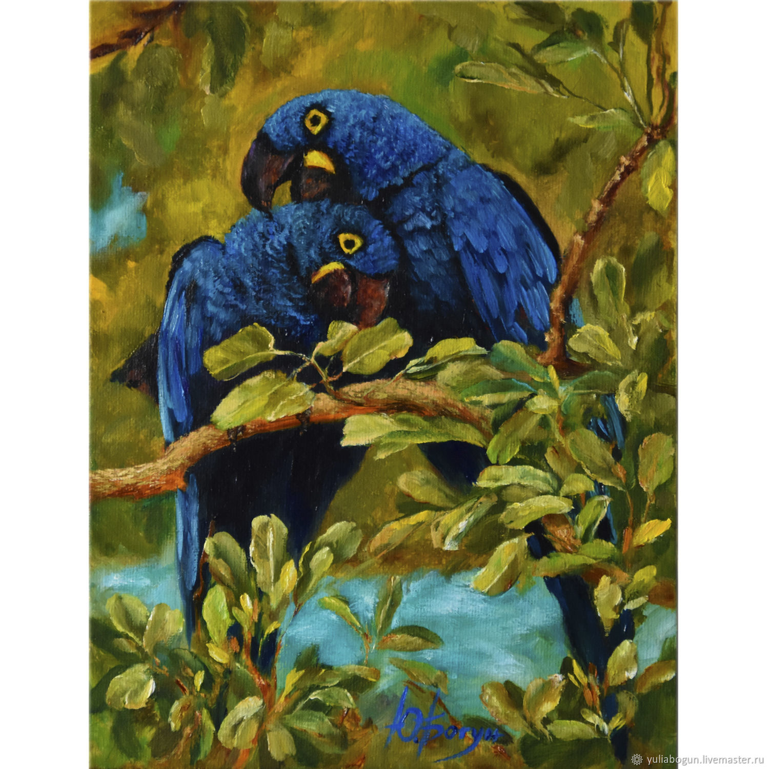 Картина синий попугай