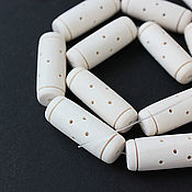 Материалы для творчества handmade. Livemaster - original item Beads White wood tubes 30h10 hand thread. Handmade.
