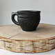 Cup with handle - black-flattened ceramic, Mugs and cups, Vologda,  Фото №1