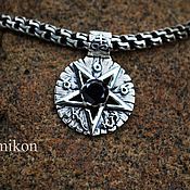 Украшения handmade. Livemaster - original item The pentagram with a large stone. (garnet, obsidian, schorl). Handmade.