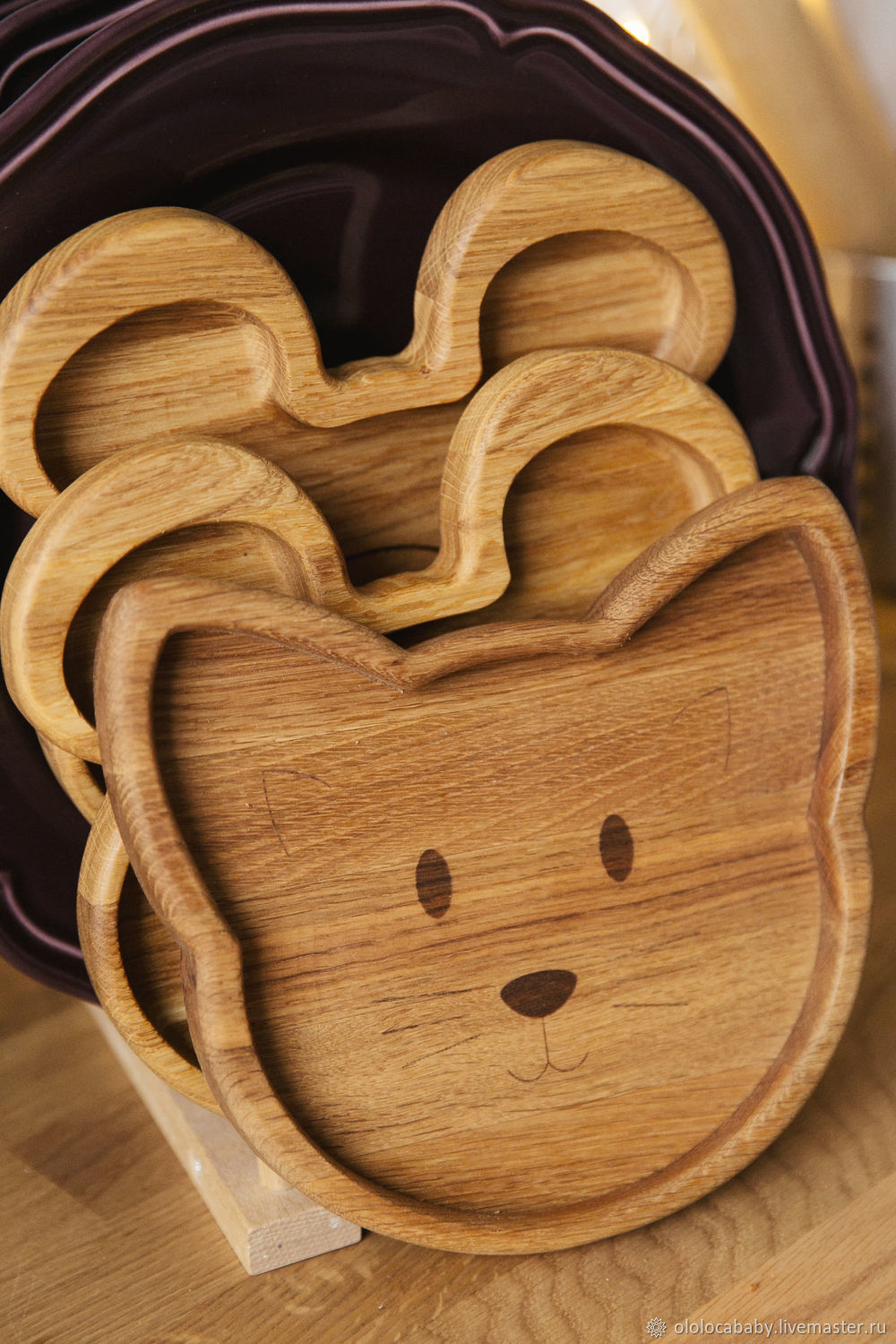 Детская деревянная тарелка Кошка в е Ярмарка Мастеров .