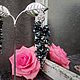 Серьги с жемчугом, чёрной шпинелью и цветами из полимерной глины. Серьги классические. Елена Ураева. Ярмарка Мастеров.  Фото №5
