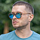 "York LUX Blue" от Timbersun, деревянные солнцезащитные очки. Очки. Уникальные аксессуары Timbersun. Ярмарка Мастеров.  Фото №5