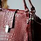 Bag L of dark red leather under the crocodile art. Four hundred eighty four. Valise. Anastasia Kaufman. My Livemaster. Фото №6