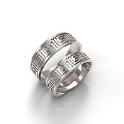 Свадебный салон handmade. Livemaster - original item Pair wedding rings with Greek ornament silver (Ob13). Handmade.