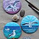 Seagull Brooch in the sky. Miniature painting on canvas. Seascape. Brooches. giftsalad. My Livemaster. Фото №5