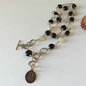 Украшения handmade. Livemaster - original item Necklace with garnet, moonstone and vintage pendant. Handmade.