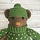 Knitted bear Hans in a green sweater, knitted toy, teddy bear. Amigurumi dolls and toys. elenatricoter. Интернет-магазин Ярмарка Мастеров.  Фото №2