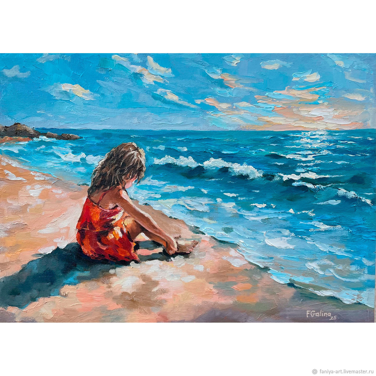 на пляже девочка  в интернет-магазине Ярмарка  Мастеров по цене 3000 ₽ – WFMC8RU | Картины, Бугульма - доставка по России