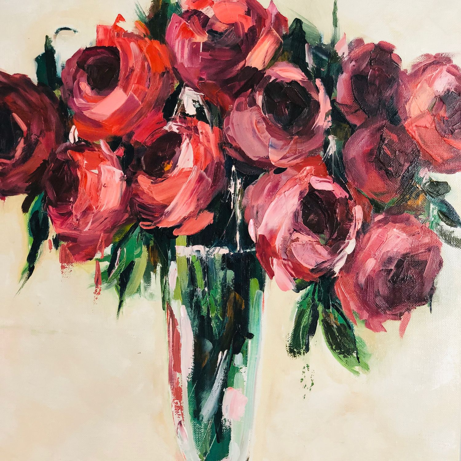 Картина масляными красками Розы, букет, цветы 60х70 см льняной холст винтернет-магазине Ярмарка Мастеров по цене 22950 ₽ – OB5LSRU