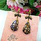 Large bronze earrings with ocean Jasper ' Bows'. Earrings. Jewelry just for You (G-Korchagina). My Livemaster. Фото №4