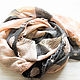 Order Flax gray-orange Italian scarf 'Carousel'. Platkoffcom. Livemaster. . Scarves Фото №3