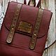 Backpack made of genuine leather 'Satchel' burgundy embossed. Backpacks. Gelekoka. Handmade leather bags.. Online shopping on My Livemaster.  Фото №2