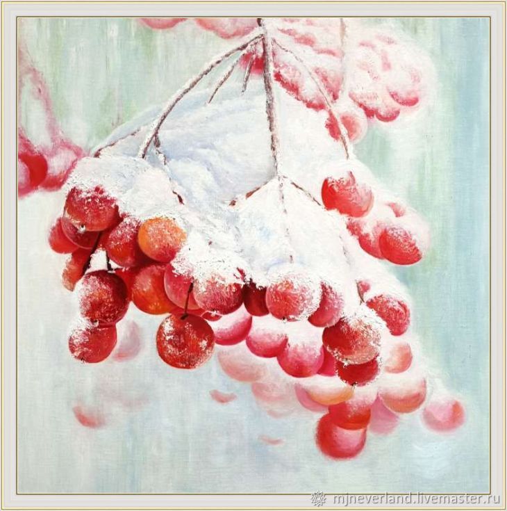 Картина маслом "Заснеженная рябина".Масло.Холст – заказать на Ярмарке ...