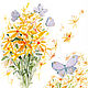 'Flashes of the sun' watercolor painting (butterflies, yellow), Pictures, Korsakov,  Фото №1