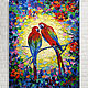 Painting parrots bright picture with birds oil painting on canvas, Pictures, St. Petersburg,  Фото №1