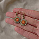 Винтажные серьги подвески 1928 Jewelry "Коралловая мозаика". Серьги классические. Винтажные сокровища. Ярмарка Мастеров.  Фото №4