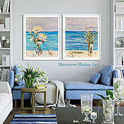 Картины и панно handmade. Livemaster - original item Two oil paintings with the sea. Diptych Seascape.. Handmade.