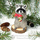 Крошка Енот - енотик - сухое валяние из шерсти (raccoon). Войлочная игрушка. Шерстяной Зоопарк Наталья Львова. Ярмарка Мастеров.  Фото №7