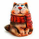 Ceramic figurine 'Cat in a scarf', Figurines, Balashikha,  Фото №1