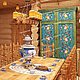 шкаф под встроенный холодильник, кухонный гарнитур, мебель с росписью