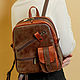  Рюкзак женский кожаный коричнево-рыжий Мелисса Мод. Р28-622, Рюкзаки, Санкт-Петербург,  Фото №1