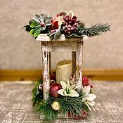 Сувениры и подарки handmade. Livemaster - original item New Year`s lantern with decorative candle. Handmade.