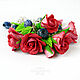 Bracelet with flowers roses and blueberries made of polymer clay, Bead bracelet, Sestroretsk,  Фото №1