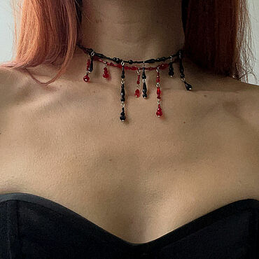 Украшения ручной работы. Ярмарка Мастеров - ручная работа Чокер "Black drops". Handmade.