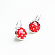 Silver plated earrings 'Polka dots' (red), Earrings, Moscow,  Фото №1