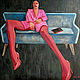 Картина современная девушка в красных колготках на диване, Картины, Санкт-Петербург,  Фото №1
