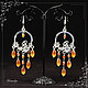 Pendientes de la 'flor de Fuego' con koshachim ojo y la cornalina. Earrings. Author studio Kamelya - Polina. Ярмарка Мастеров.  Фото №6