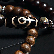 Украшения handmade. Livemaster - original item Brown Wood and Onyx bracelet with Buddha. Handmade.