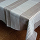 Linen tablecloth grey with white stripe, Size 1,90 x 1,48, Tablecloths, Jelgava,  Фото №1