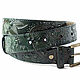 Cinturón de cuero verde Oscuro, ancho 3,4 cm. Straps. Two Starlings. Интернет-магазин Ярмарка Мастеров.  Фото №2