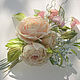 Order Silk flowers. A boutonniere of ROSES AND sweet PEAS.Natural silk. Irina Vladi. Livemaster. . Brooches Фото №3
