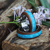 Украшения handmade. Livemaster - original item Copy of Copy of Copy of Copy of Wooden rings with turquoise. Handmade.